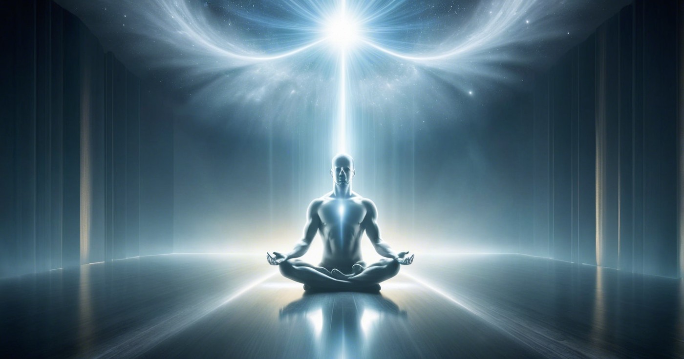 Meditative Figure in Luminous Ethereal Space