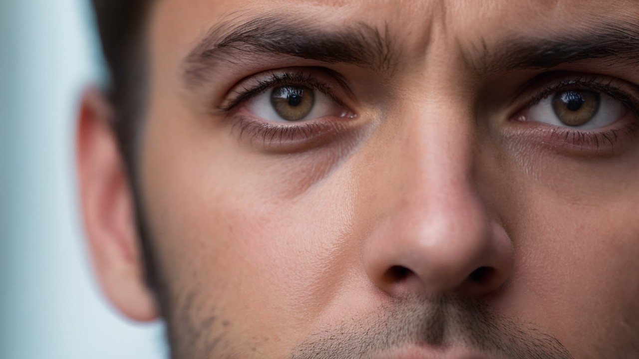 Close-Up of a Man's Thoughtful Facial Features