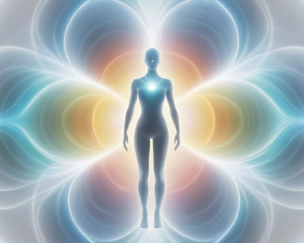 Luminous Human Silhouette with Ethereal Light Patterns