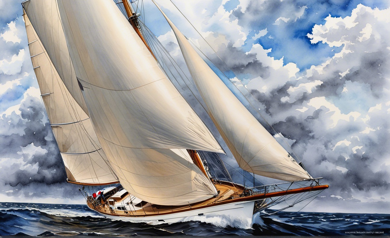 Sailboat Navigating Choppy Waters Under Dramatic Skies