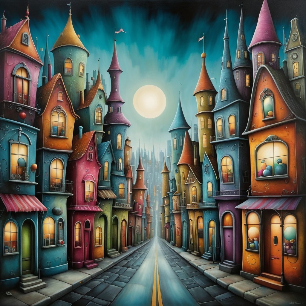 Colorful Fantastical Houses on a Whimsical Street