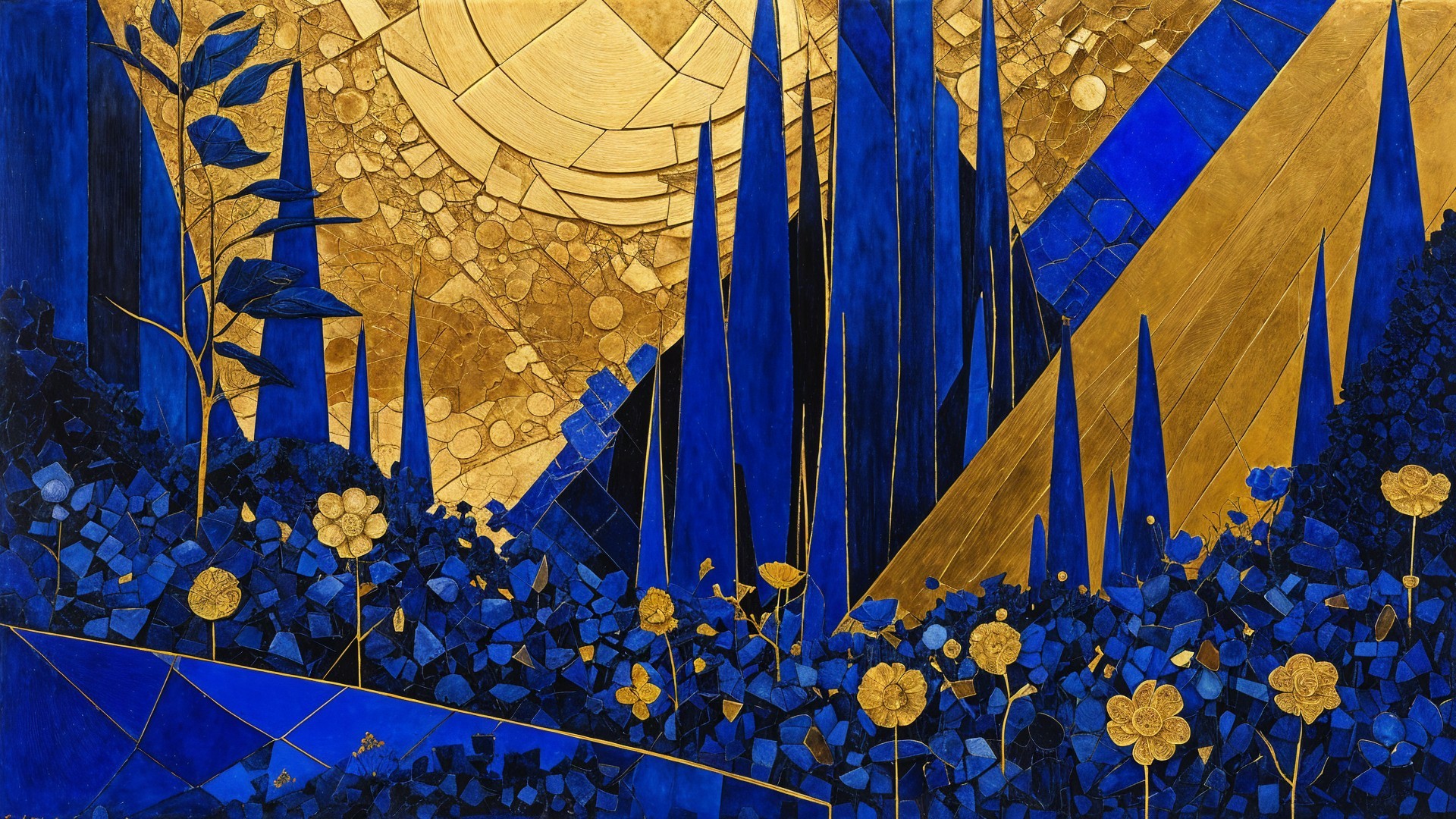 Dynamic Landscape of Deep Blues and Rich Golds