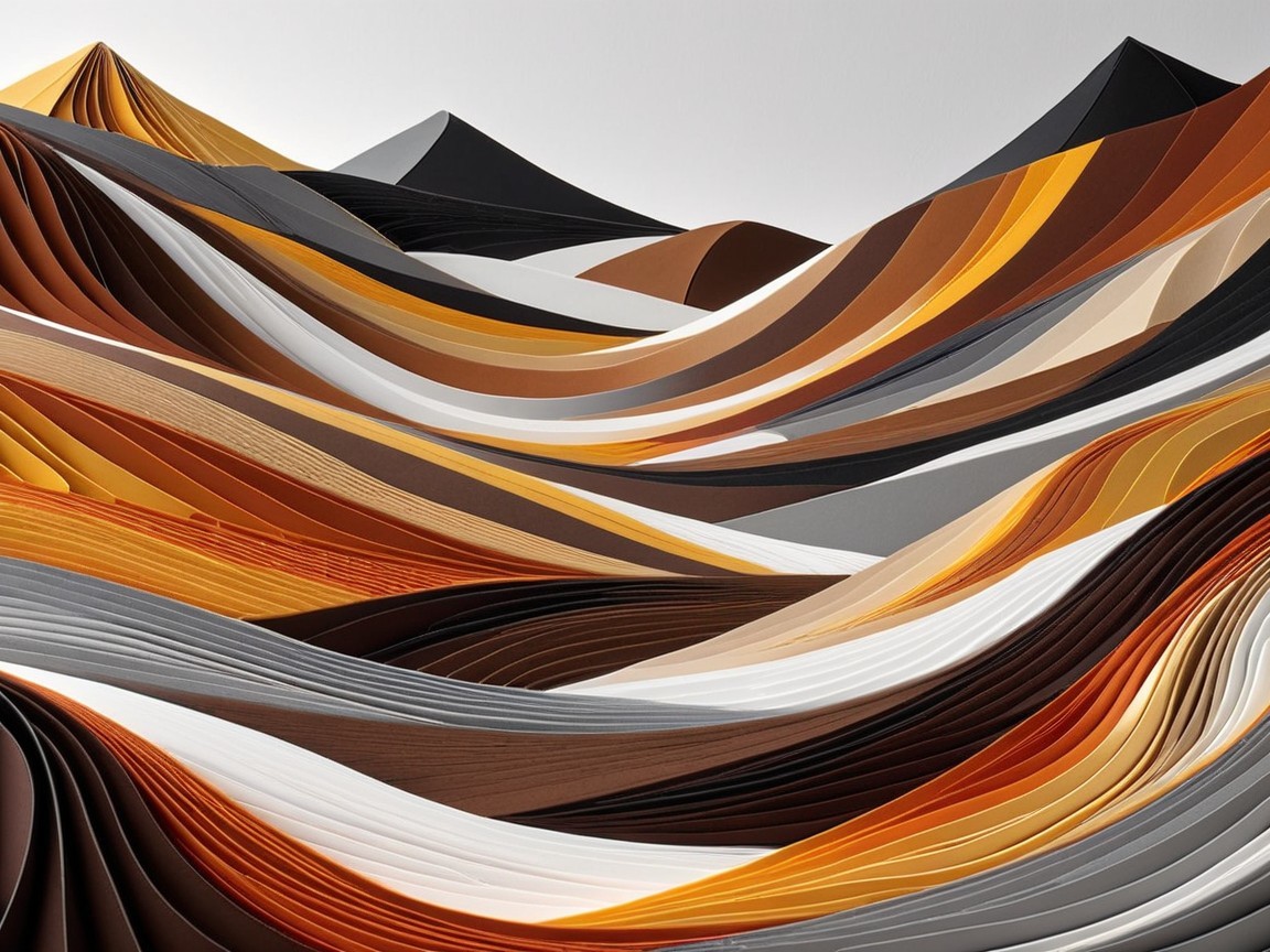 Abstract Landscape of Layered Paper in Warm Tones