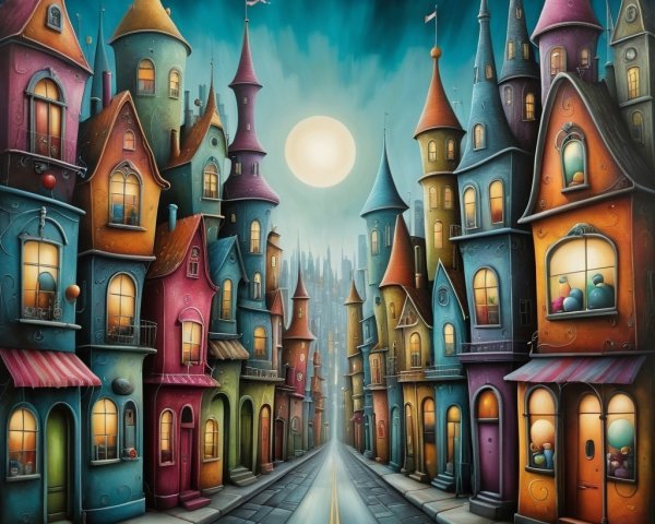 Colorful Fantastical Houses on a Whimsical Street