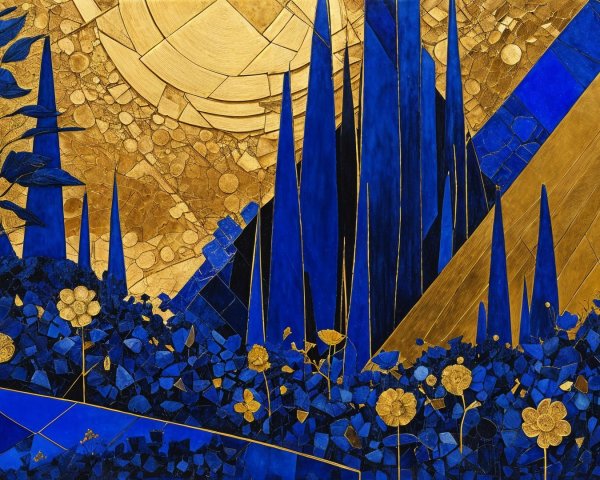 Dynamic Landscape of Deep Blues and Rich Golds