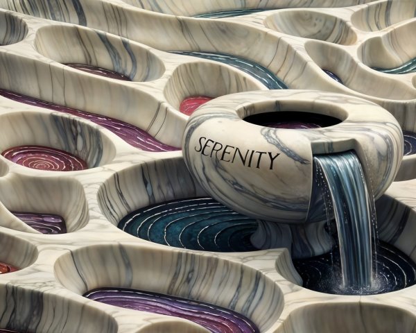 Tranquil Water Installation with Central Serenity Bowl