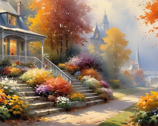 Charming House Surrounded by Vibrant Autumn Landscape
