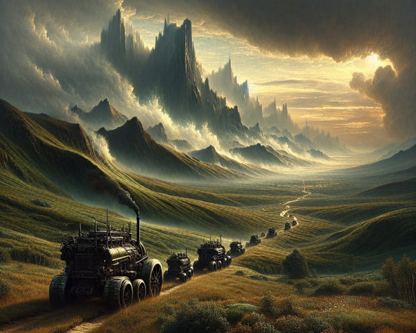 Steam-Powered Vehicles in a Fantastical Landscape