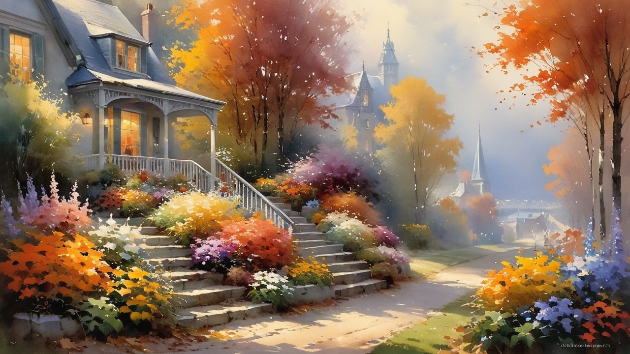 Charming House Surrounded by Vibrant Autumn Landscape