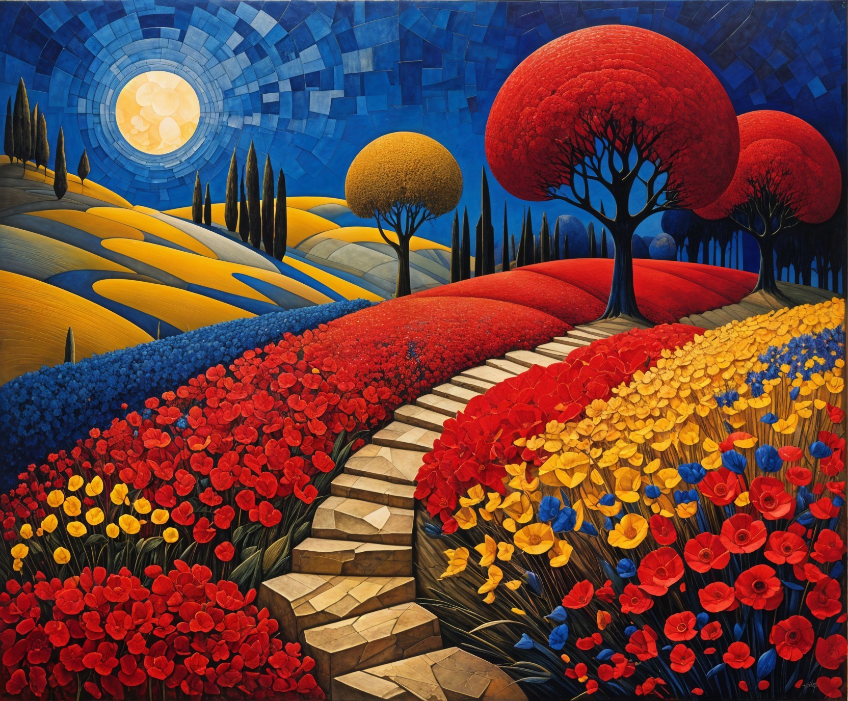 Vibrant Abstract Landscape with Colorful Elements