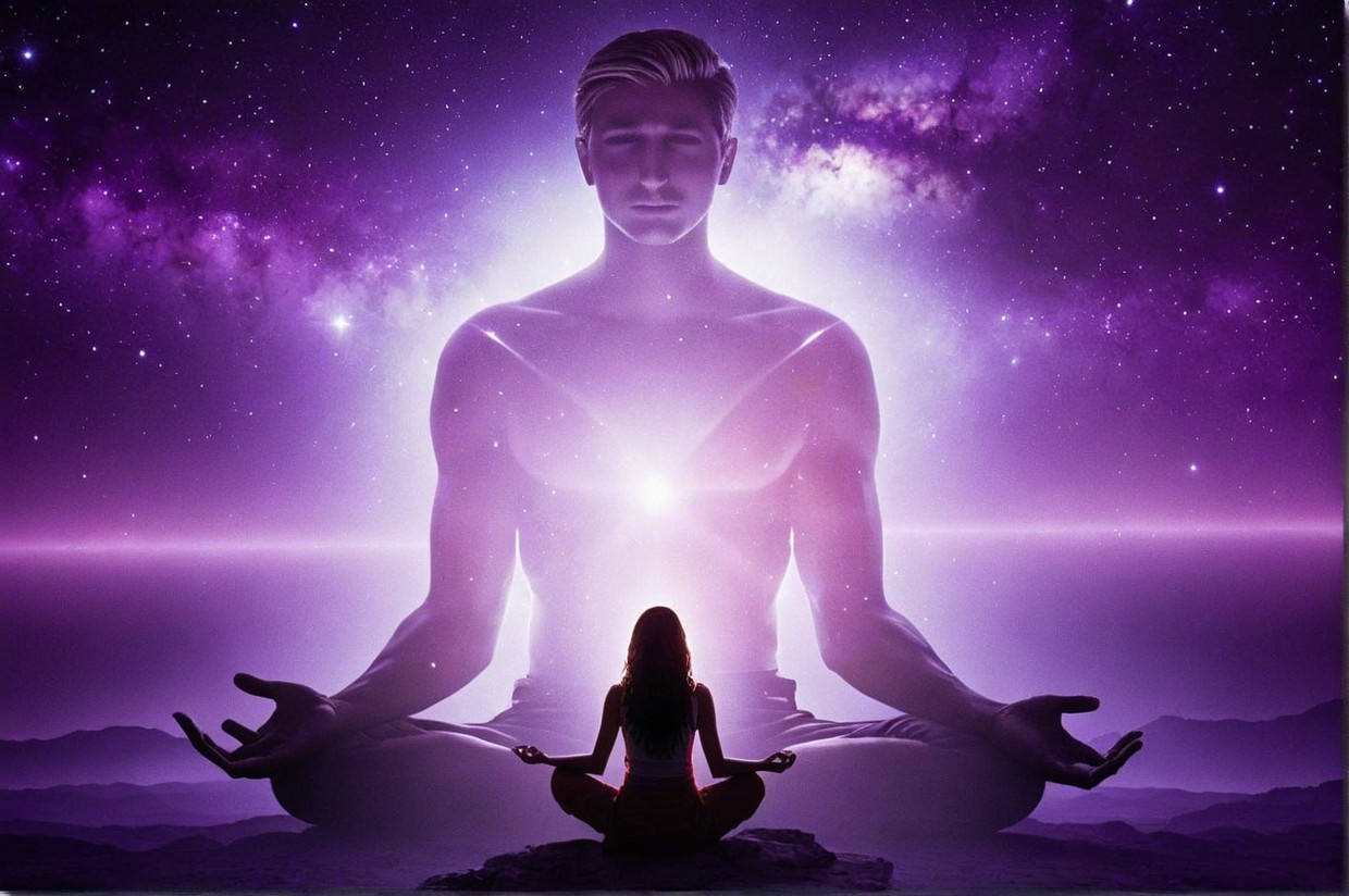 Silhouette of a Meditative Figure in Cosmic Setting