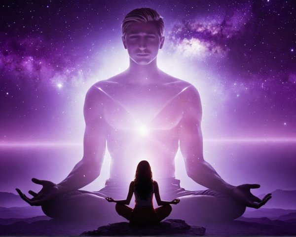 Silhouette of a Meditative Figure in Cosmic Setting