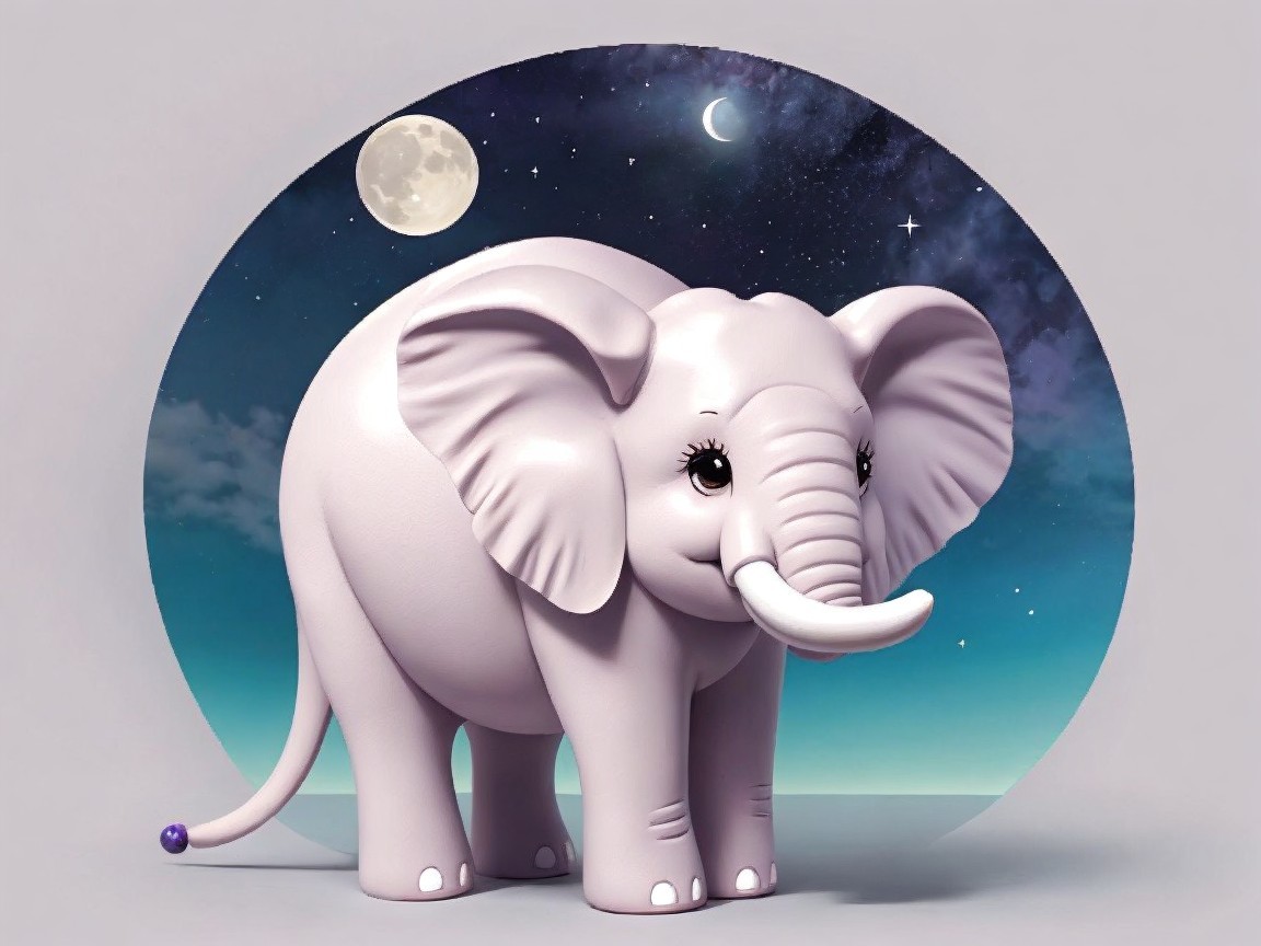 Stylized Elephant Under a Serene Night Sky