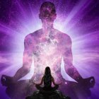 Silhouette of a Meditative Figure in Cosmic Setting