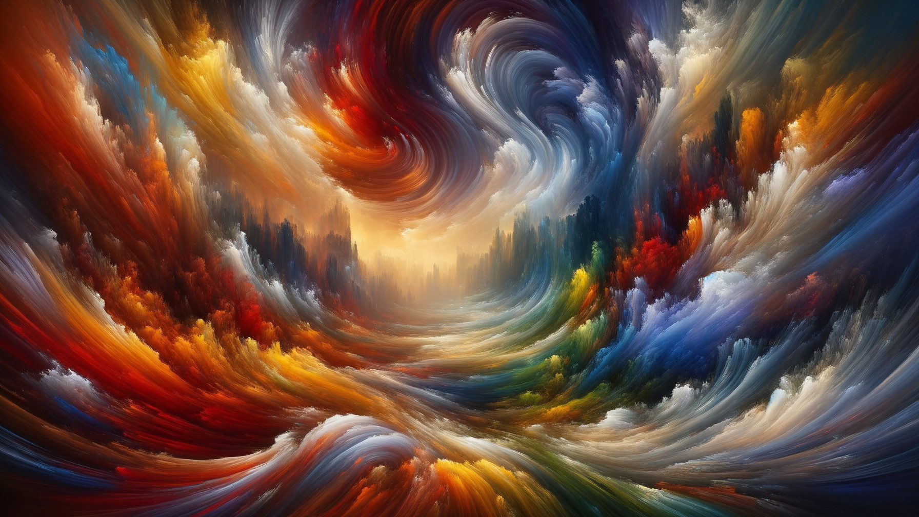Abstract Landscape with Vibrant Color Swirls