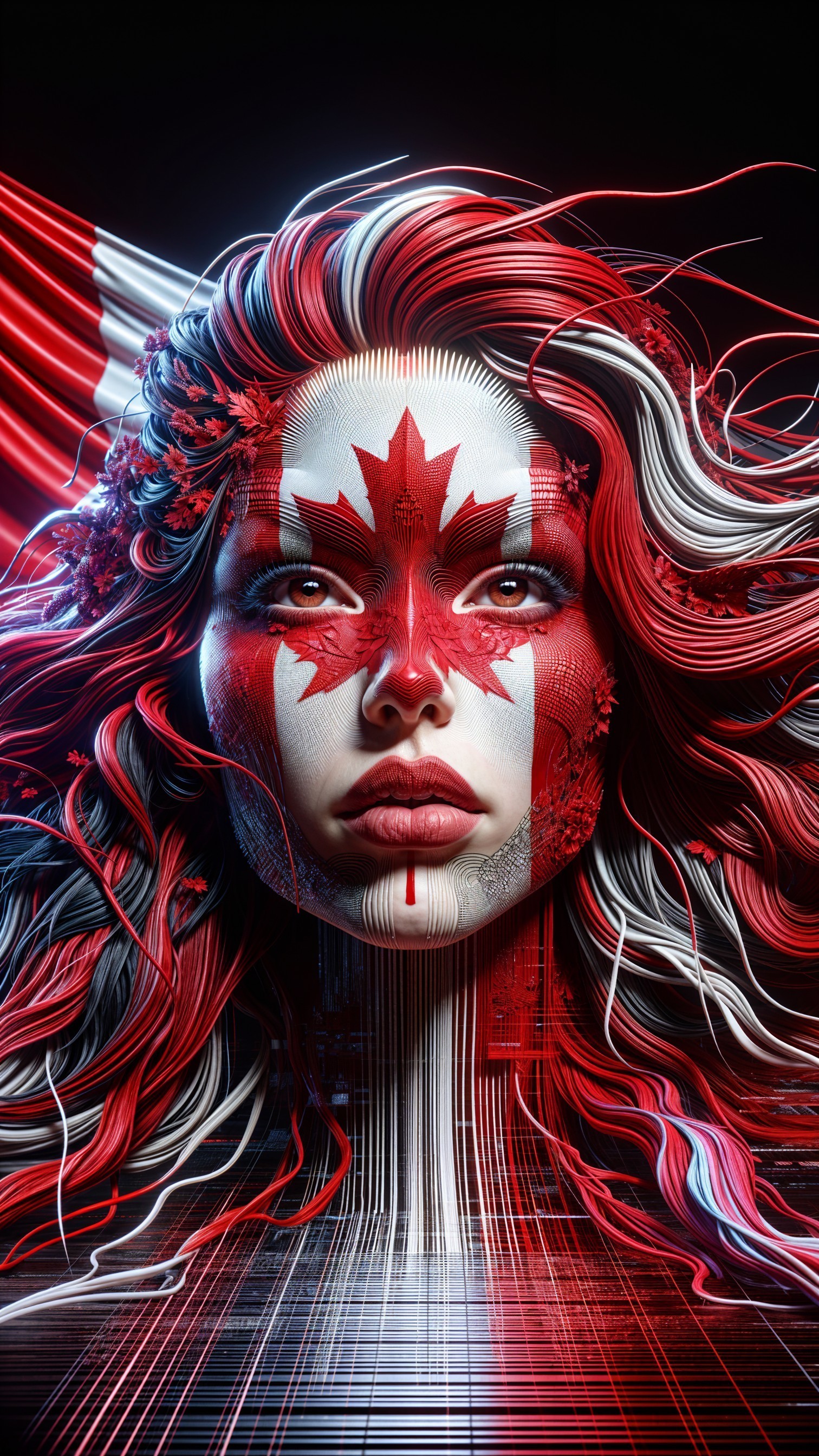 Portrait of a Woman with Canadian Symbolism and Colors