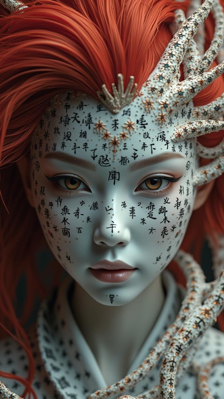 Character with Intricate Tattoos and Red Hair