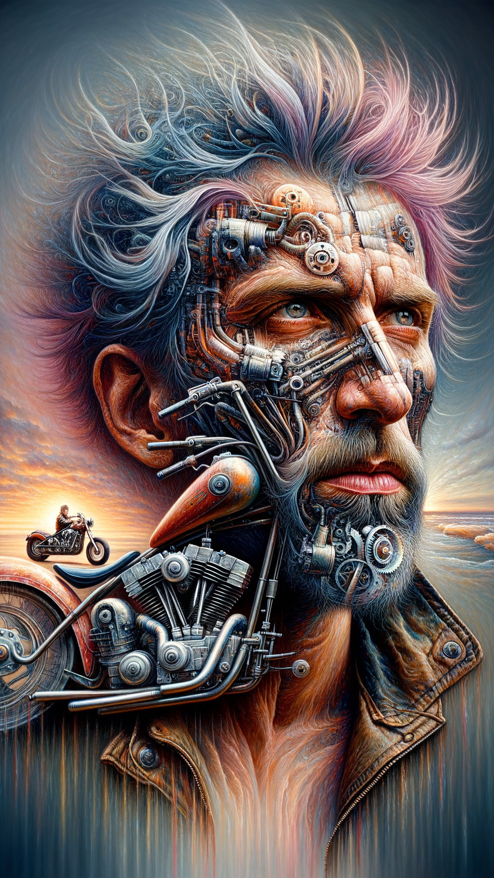 Futuristic Cybernetic Portrait of a Rugged Man