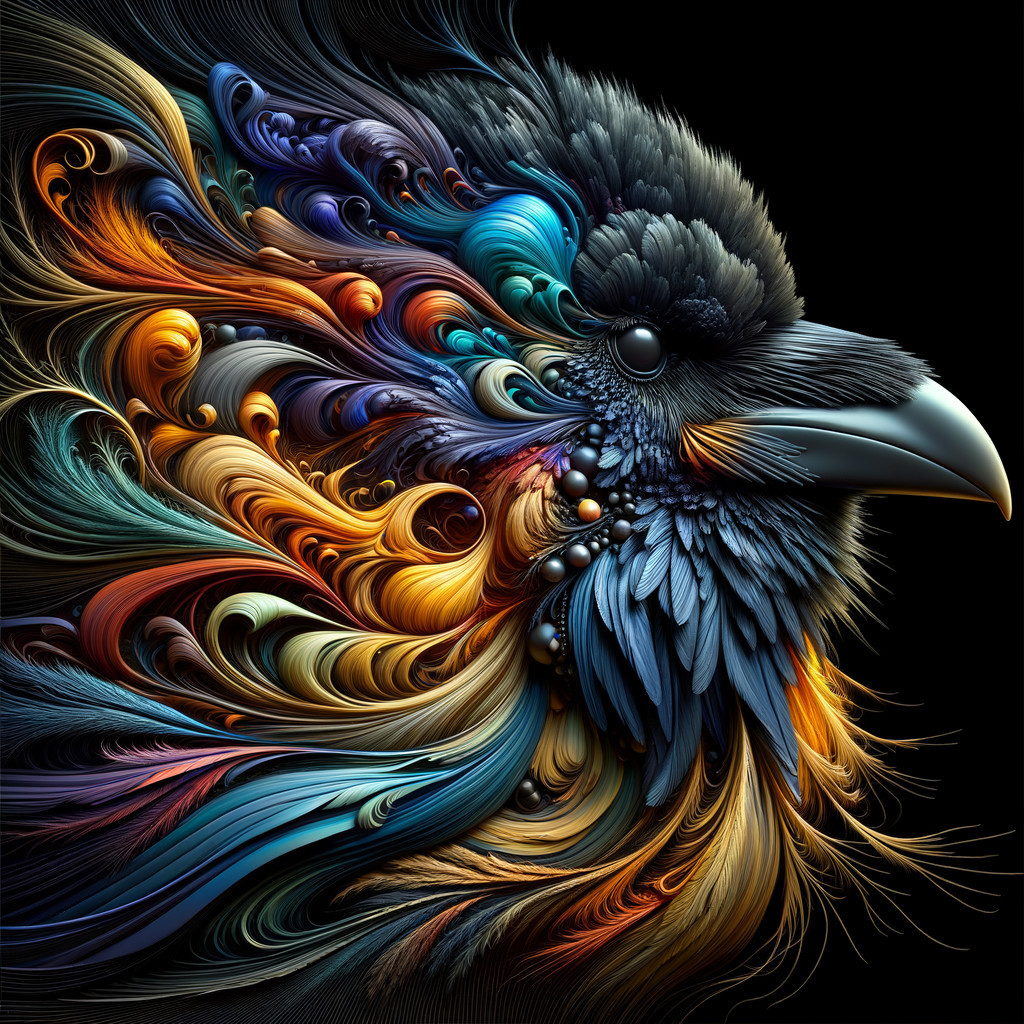 Vibrant Abstract Raven Head with Colorful Patterns