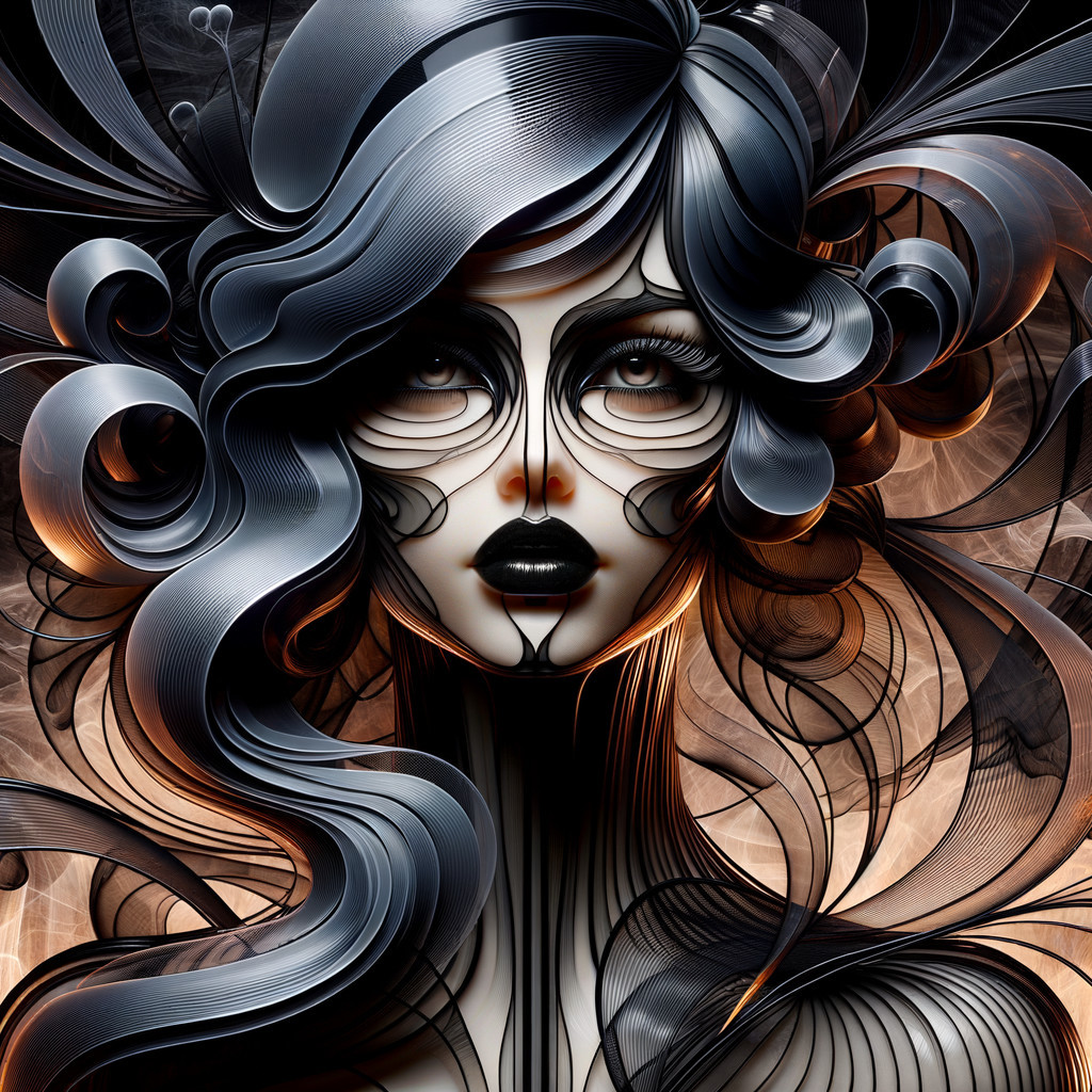 Abstract Portrait of a Woman with Intricate Hair