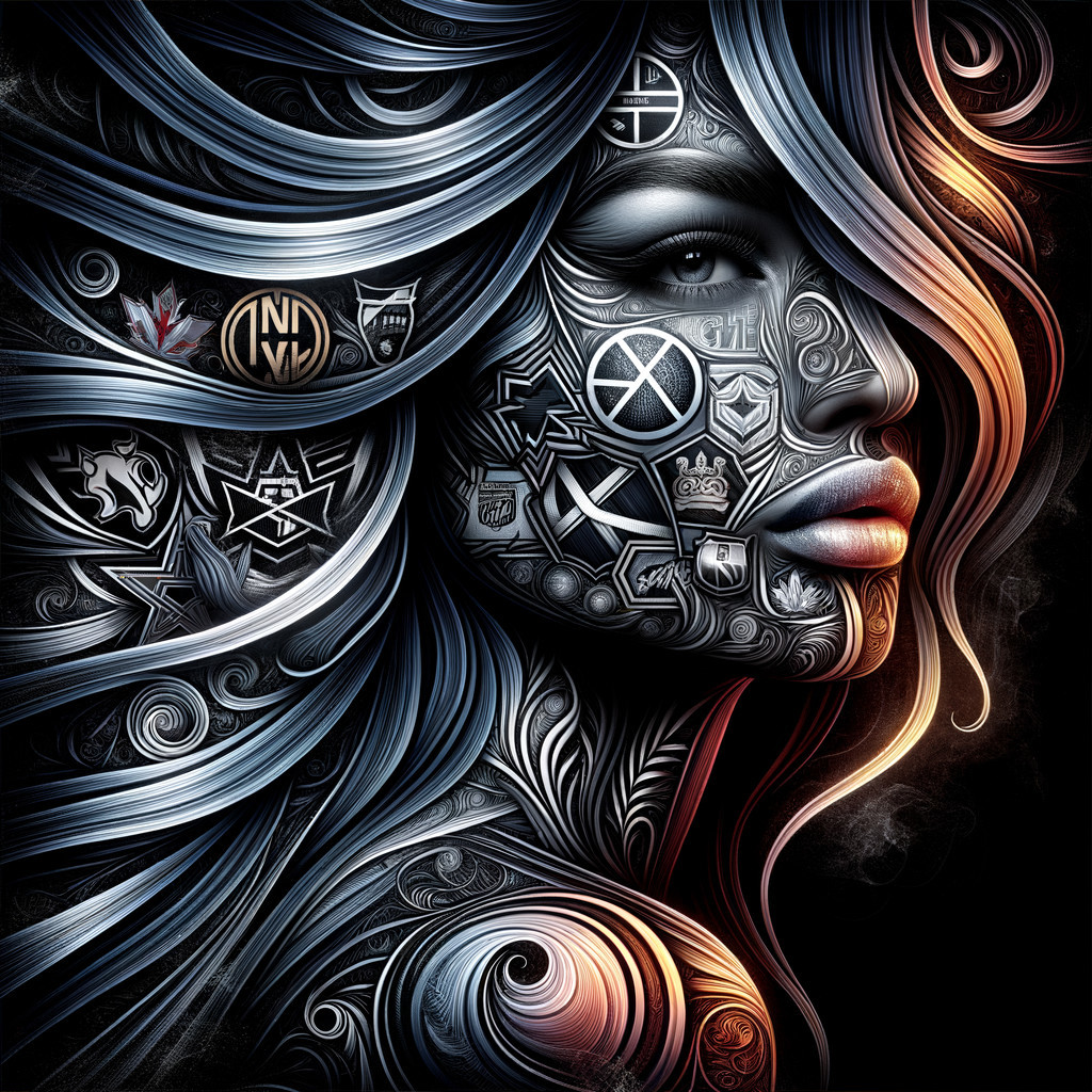 Stylized Portrait of a Woman with Intricate Patterns