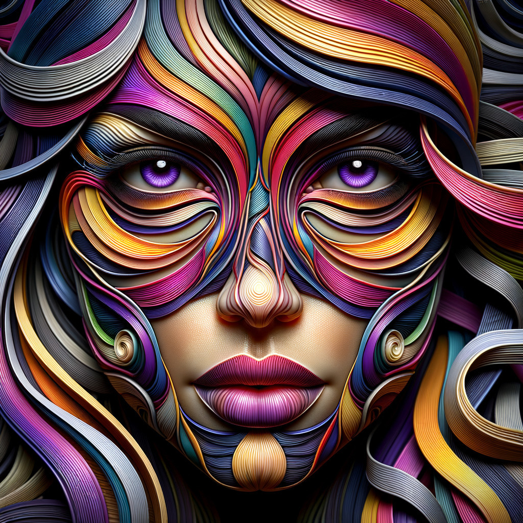Abstract Portrait of a Woman with Vibrant Patterns