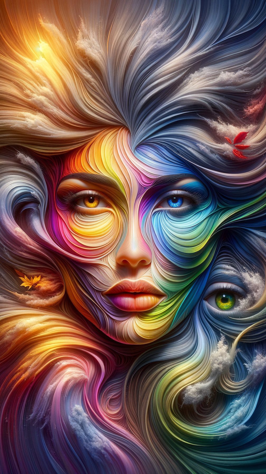 Abstract Portrait of a Woman with Colorful Elements