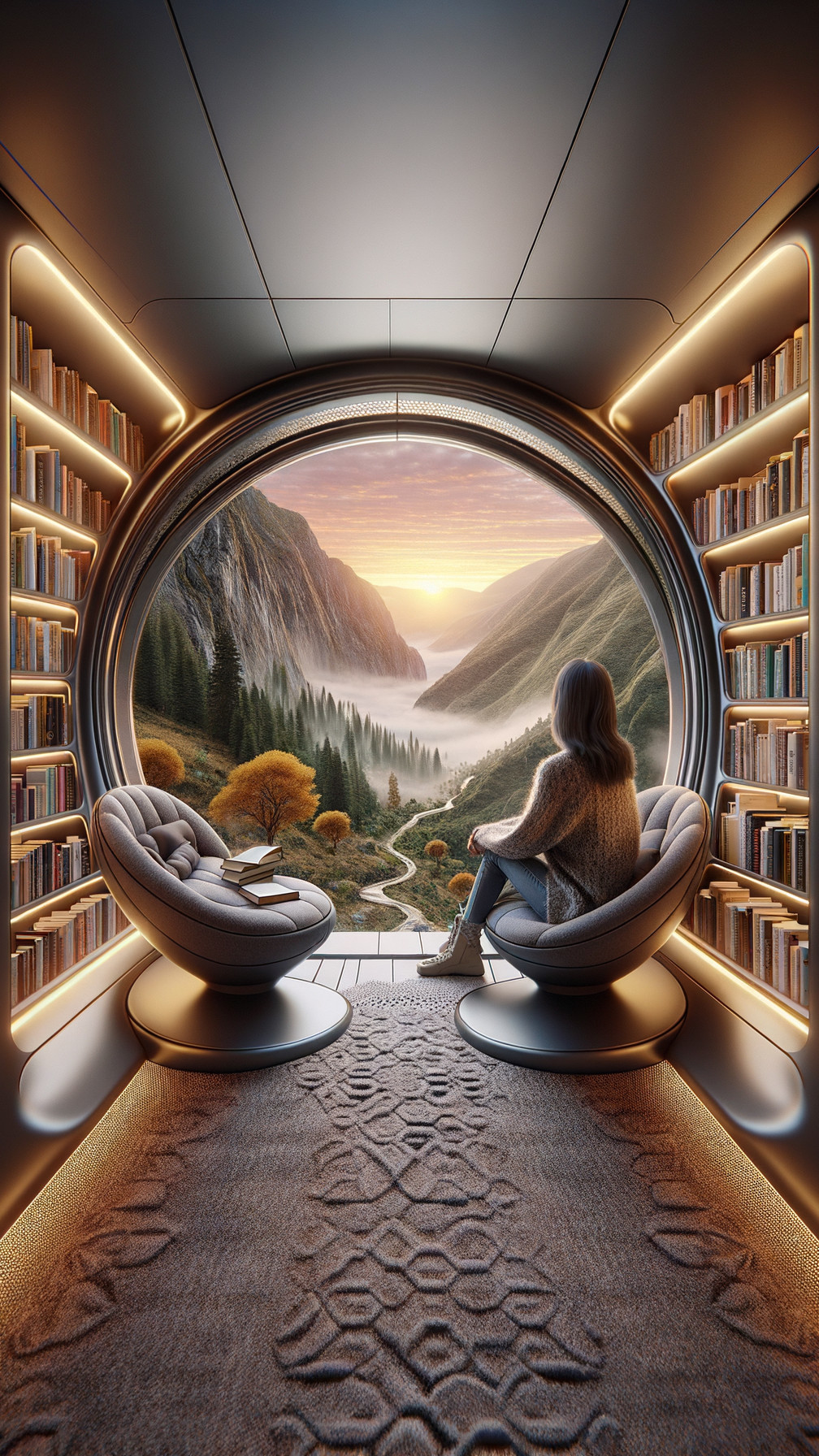 Modern Reading Nook with Scenic Mountain View