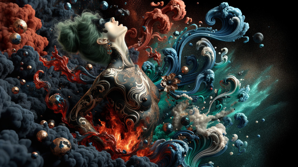 Surreal Figure with Vibrant Colors and Body Art