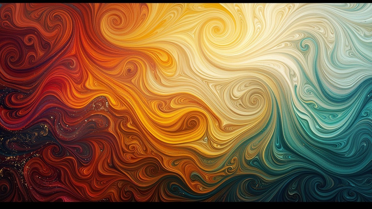 Abstract Design with Warm and Cool Color Swirls