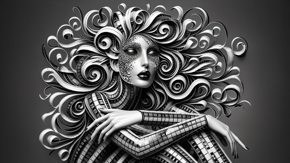 Black-and-White Digital Artwork of Ethereal Figure