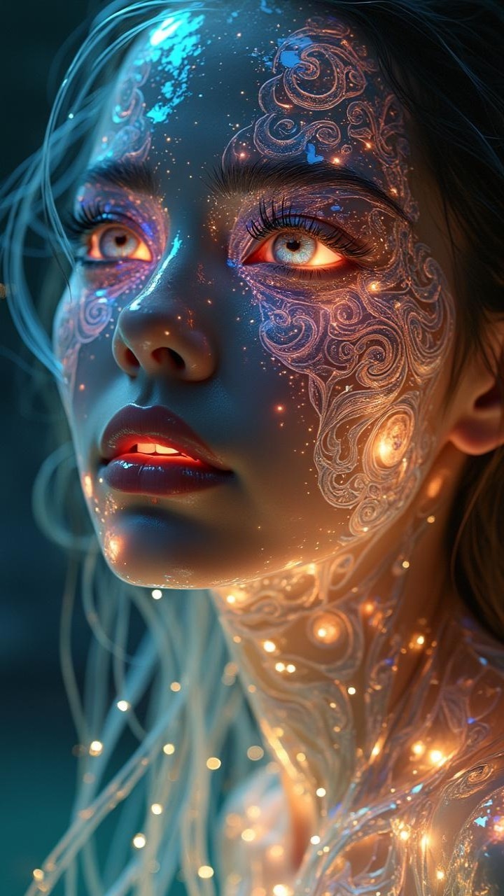 Portrait of a woman with ethereal features and glow