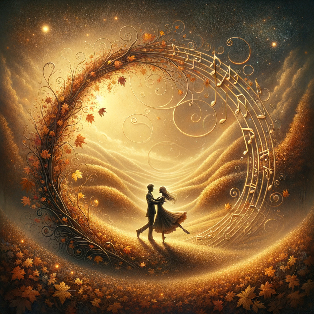 Romantic Dance in a Golden Autumn Landscape