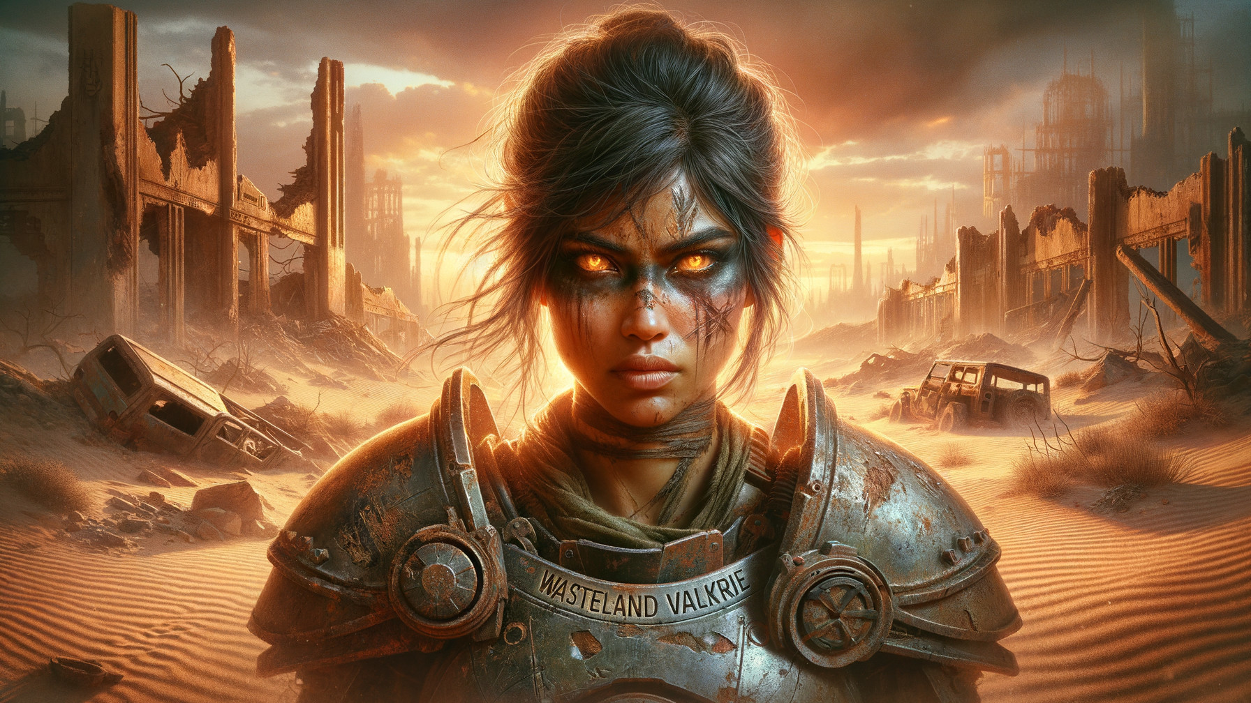 Wasteland Valkyrie in Post-Apocalyptic Landscape