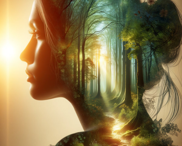 Portrait of a Woman in a Vibrant Forest Setting