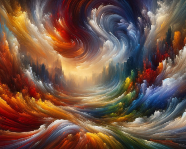 Abstract Landscape with Vibrant Color Swirls