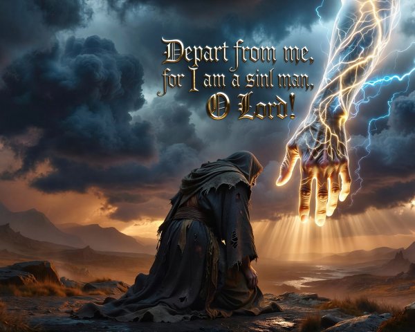 Digital Illustration of a Figure in a Stormy Landscape