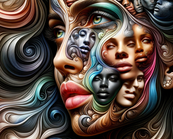 Intricate Artistic Representation of a Woman's Face