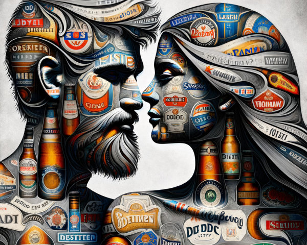 Collage of Beverage Logos in Artistic Couple Portrait