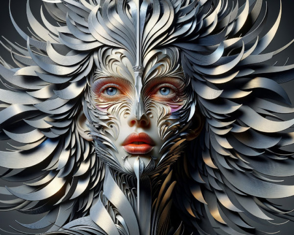 Abstract Face Design with Intricate Patterns and Colors