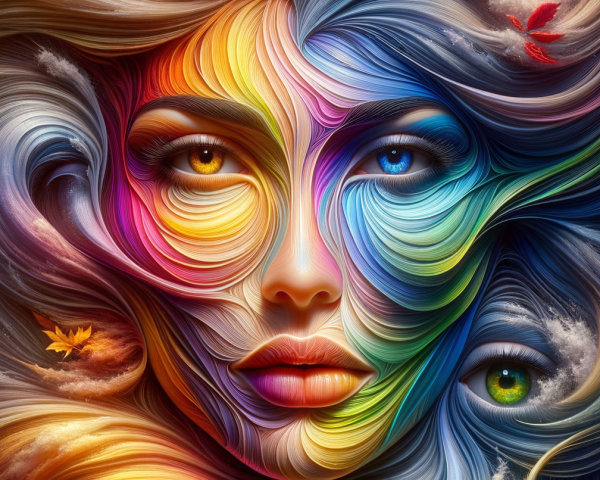Abstract Portrait of a Woman with Colorful Elements