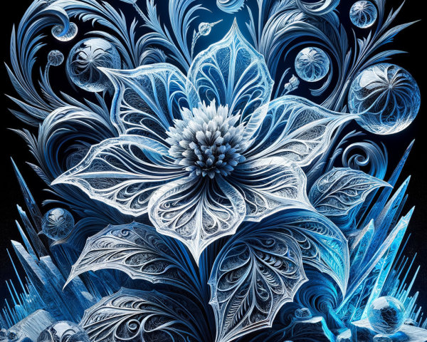 Surreal Floral Design with Ethereal Flower and Patterns