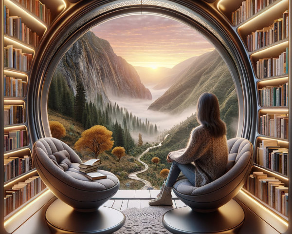 Modern Reading Nook with Scenic Mountain View