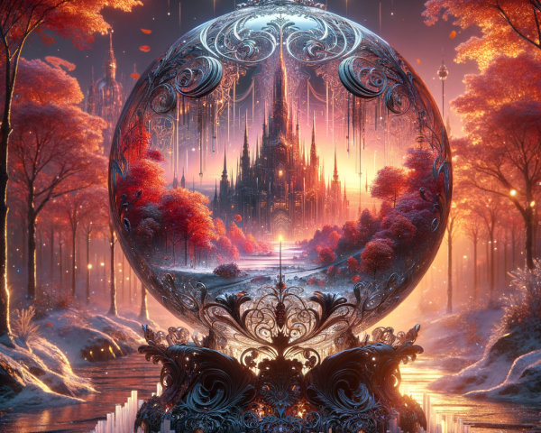 Snow Globe Featuring Castle and Enchanted Landscape