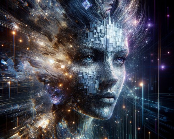 Surreal Digital Portrait of a Fragmented Female Figure