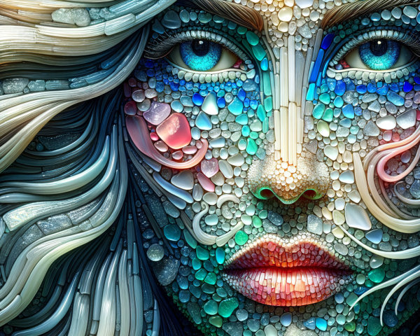 Surreal Colorful Portrait of a Woman's Face