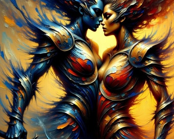 Fantastical Warriors in Vibrant Armor and Colors