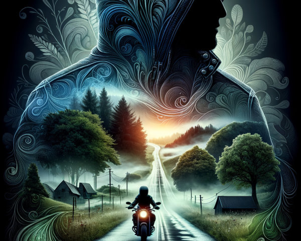 Dreamlike Digital Painting of Hooded Figure and Landscape