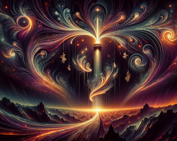 Surreal Cosmic Landscape with Vibrant Colors and Light