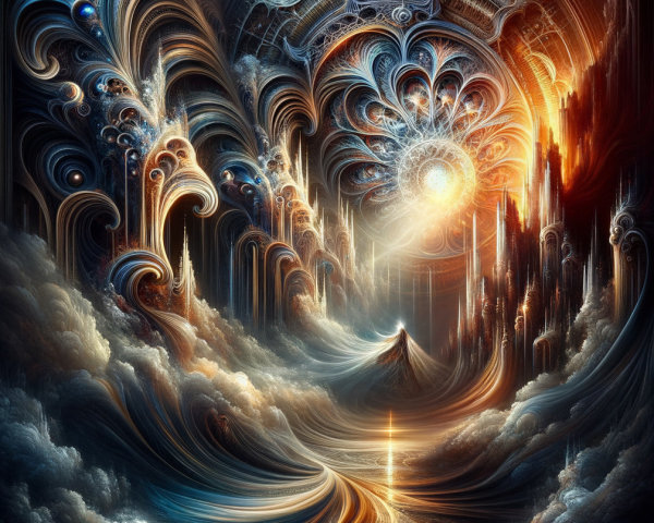 Fantastical Ethereal Landscape with Gothic Elements